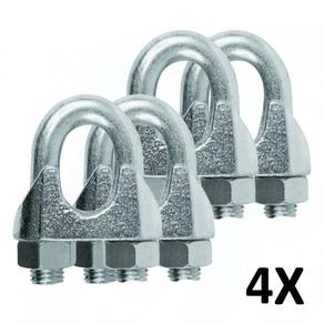 Kit 4 clips grampado para cabo de aço 3mm 1/8``