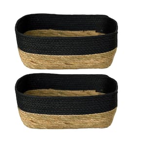 Kit 2 cesto fibra natural 35x28x13cm - preto