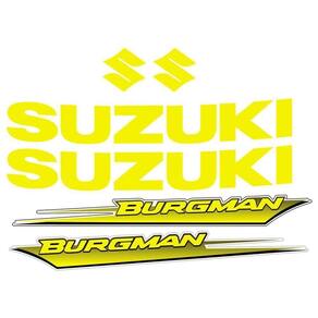 Kit Jogo Emblema Adesivo Suzuki Burgman 2005 A 2009 Amarelo Amarelo