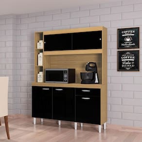 Cozinha Ambiente Kit Duda 140 cm Damasco Preto – Poquema
