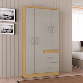 Guarda Roupa Solteiro Ambiente Milão 4 Portas Damasco Off White – Poquema