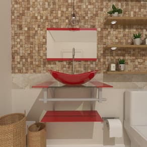 Gabinete de vidro 40cm ac com cuba oval ferrari torneira