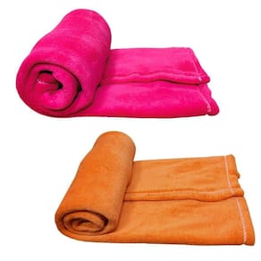 Kit 2 mantas pet cor rosa e laranja