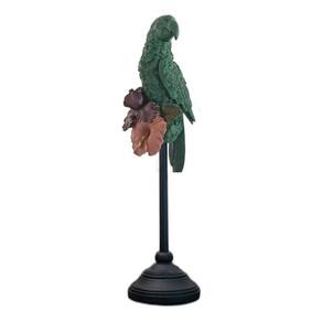 Escultura decorativa papagaio ornamental pedestal 64x15cm