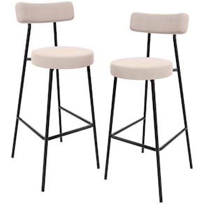 Kit 02 Banquetas Baixa Bar Cozinha Sala De Jantar Estrutura Em Aço Milão L02 Suede Bege