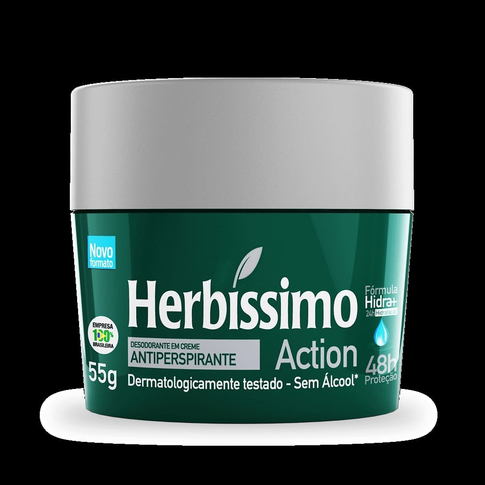 Kit Desodorante Creme Antitranspirante Action Herbissimo 55G - 2 unidades