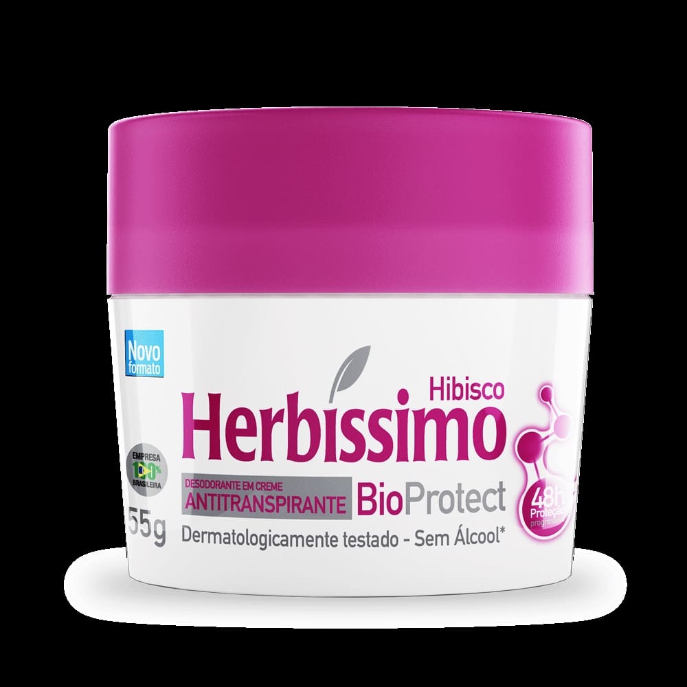 Kit Desodorante Herbíssimo Creme Antitranspirante Bioprotect Hibisco 55G - 2 unidades