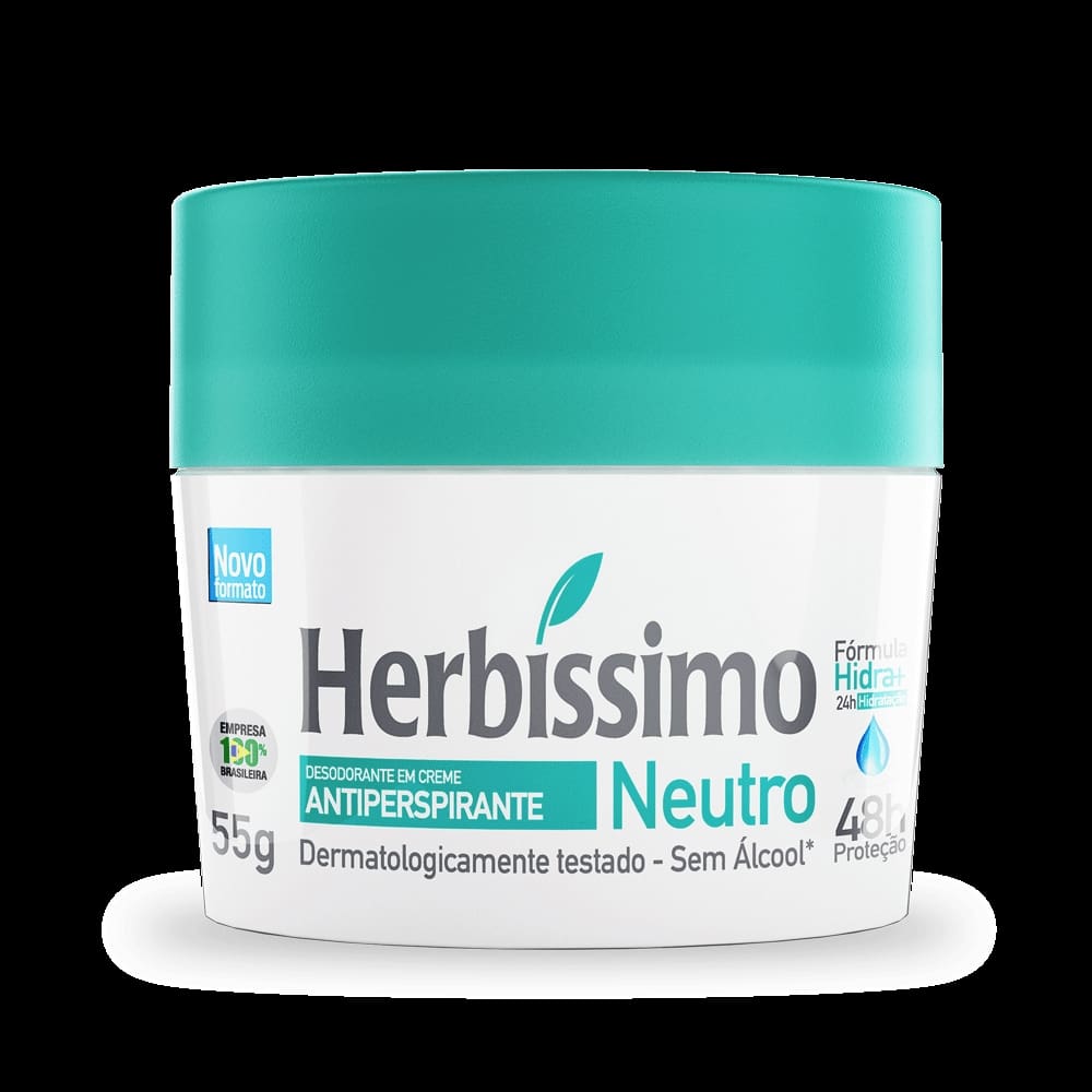 Kit Desodorante Creme Antitranspirante Neutro Herbissimo 55G - 2 unidades