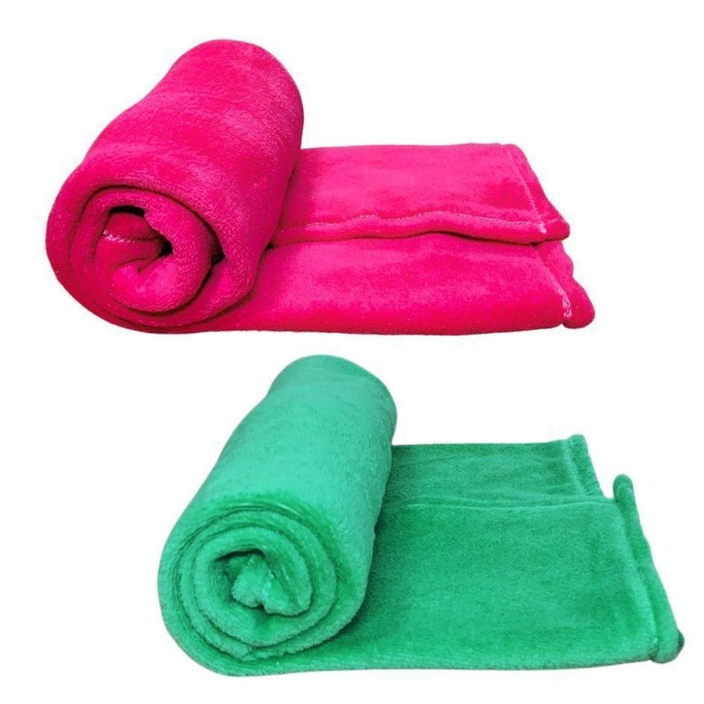 Kit 2 cobertores pet cor rosa e verde