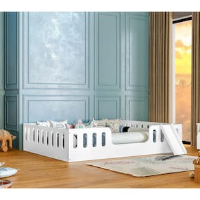 Cama Intanfil Helo Montessoriana Casal Branca com Escorregador