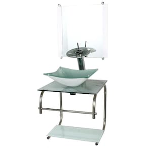 Gabinete 40cm de vidro inox cuba quadrada marmore branco