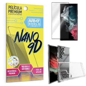 Kit capinha samsung s22 ultra + película premium nano 9d
