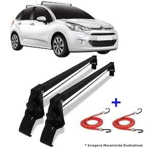 Rack De Teto Bagageiro + 2 Elasticos Citroen C3 Ano 13/21