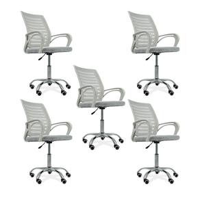 Kit 5 Cadeiras de Escritório Secretaria Diretor Roma Ergonômica - Branca