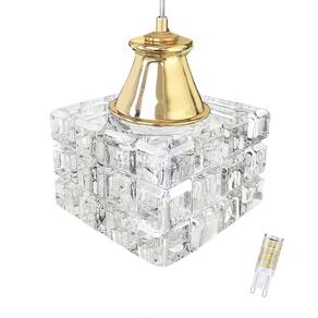 Pendente Cristal Interna Metal Dourado Quarto Bet42 + Led