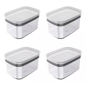 Kit 04 Pote Organizador Hermetico Block Retangular - 0,65L