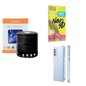 Kit caixa de som + capinha motorola g41 + película 9d