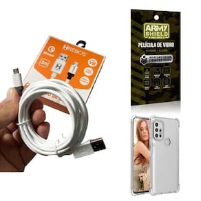 Kit capinha motorola g10 com cabo turbo e película de vidro