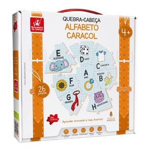 Quebra-cabeça alfabeto caracol brinquedo infantil educativo