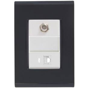 Cj Tomadas Rj45 Ethernet + Tv Coaxial Liz Grafite Tramontina Completo Pronto Tramontina