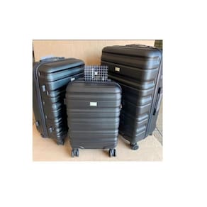 Conjunto 3 malas viagem rígida preta rodas duplas 360º p, m,