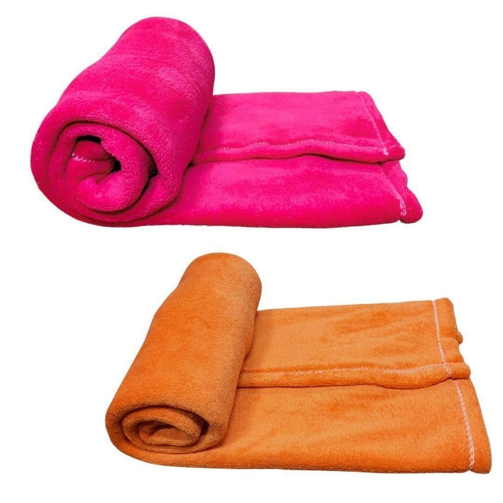 Kit 2 mantas pet cor rosa e laranja