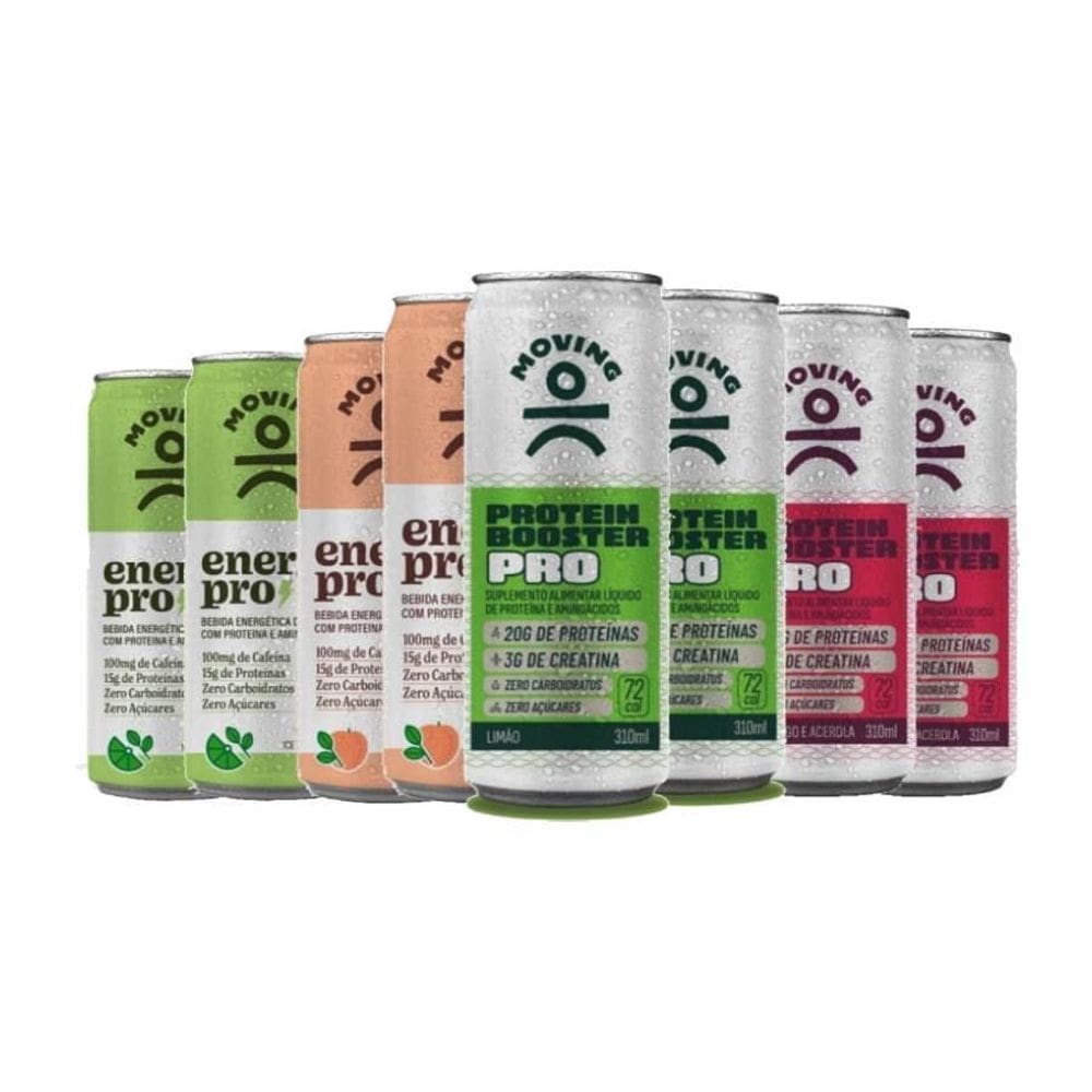Kit 8 Bebidas Protein Booster Moving Pro 4 Sabores 310Ml