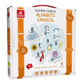 Quebra-cabeça alfabeto caracol brinquedo infantil educativo