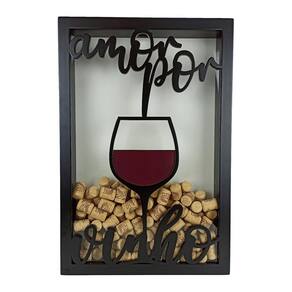 Porta rolhas quadro amor por vinho - 250 rolhas - 35 x 52