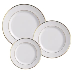 Jogo De Pratos Aparelho Jantar Kit 12Pcs Borda Dourada Ouro