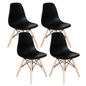 Conjunto 4 cadeiras charles eames eiffel concha fixa - preto