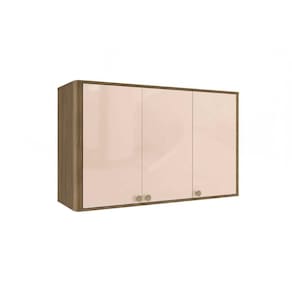 Armário Aéreo p/ Cozinha Curve N646 c/3 Portas 120cm Nogueira/Macadamia - Kappesberg