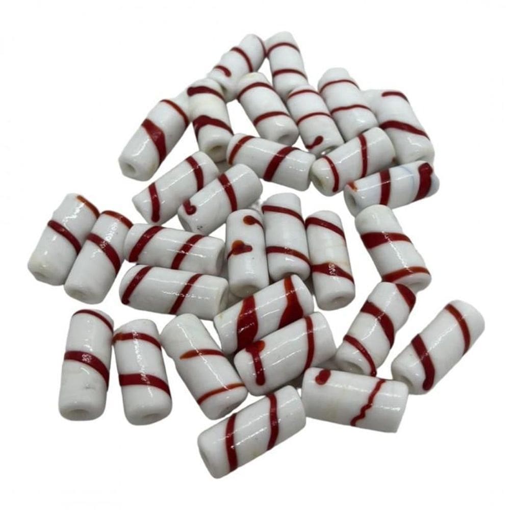 Kit 10 firmas 2 cm branco e vermelho guia candomble umbanda