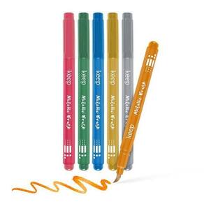 Marcador artístico metallic brush com 5 cores keep - mr057