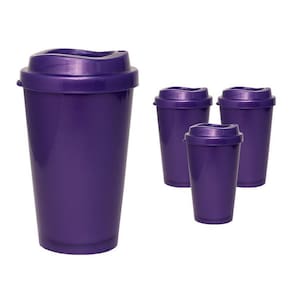 Kit 4 copos mug lilás 320ml plástico premium