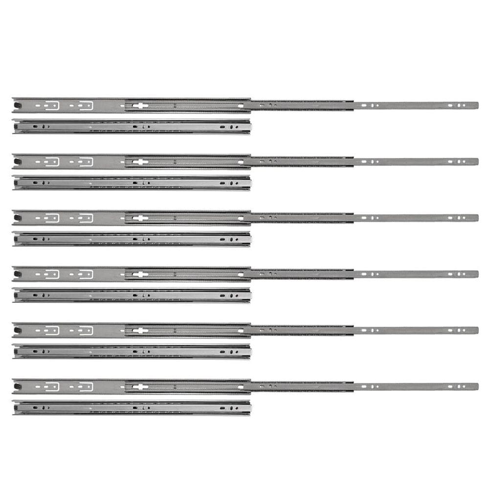 Kit 12 corrediças telescópicas 45cm 25kg para gaveta 6 pares