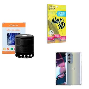 Kit caixa de som + capinha motorola edge30 pro + película 9d