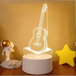 Luminária Abajur Violão Guitarra Display Acrílico Led 3D