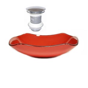 Cuba de vidro abaulada 45cm vermelho ferrari + valvula click