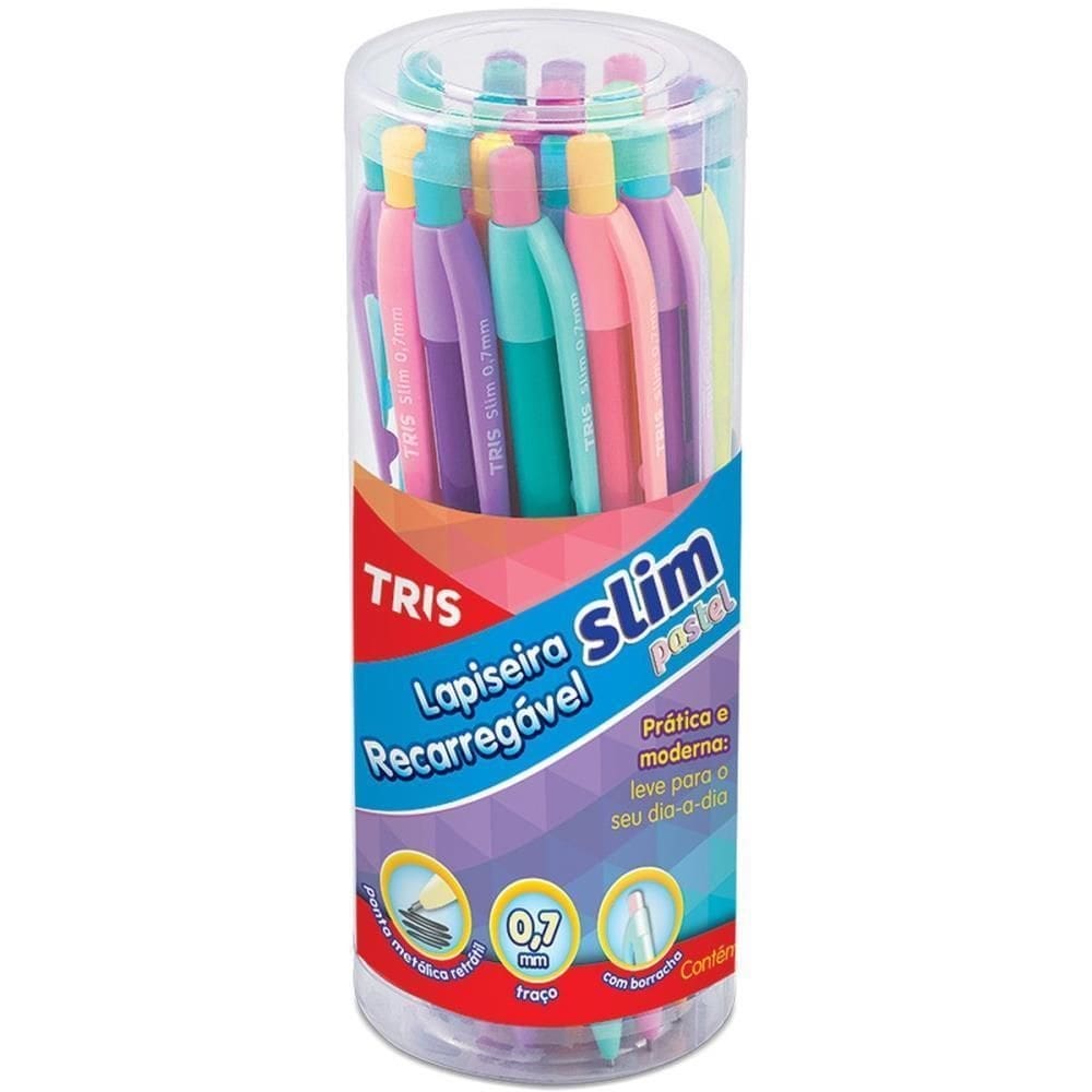 Lapiseira 0.7mm tris slim pastel 4 cores