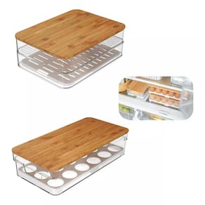 Kit Porta Ovos + Pota Frios Duplo Tampa Bambu F6281 - Água