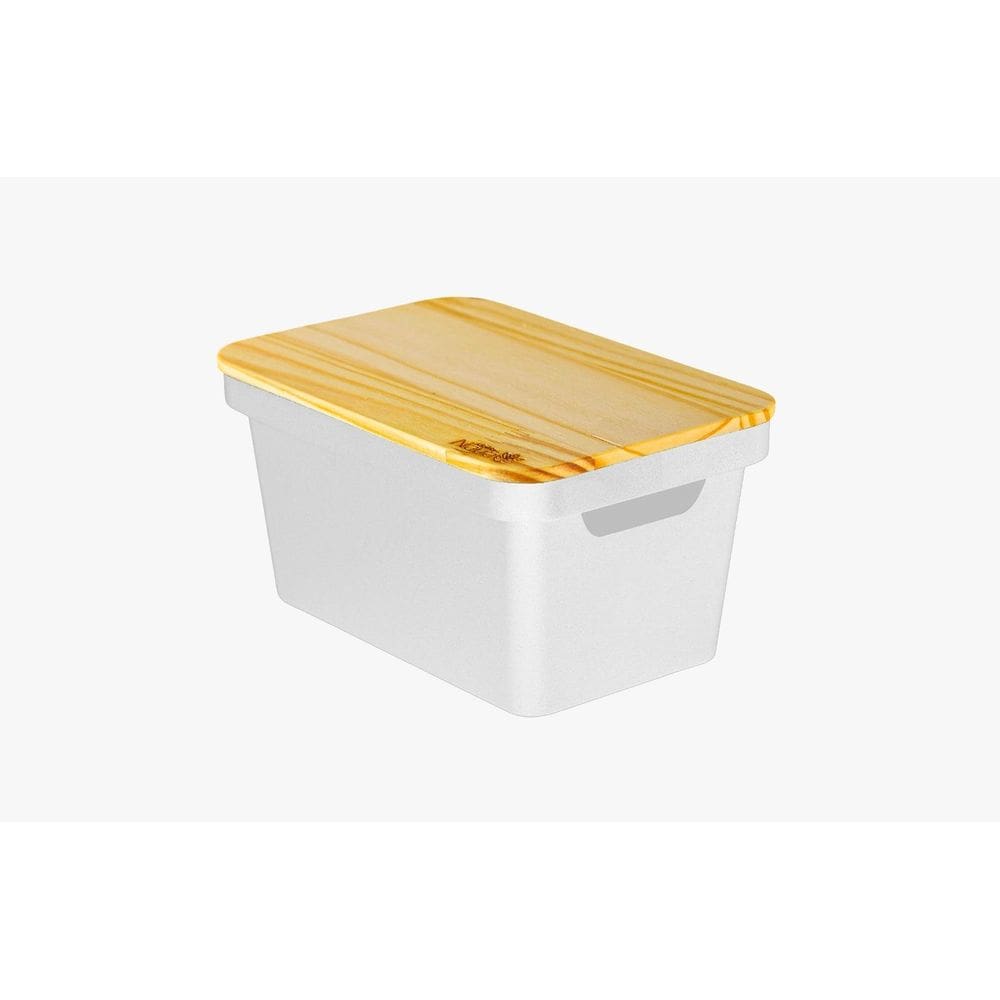 Organizador Collection Branco Com Tampa De Madeira 10 Litros