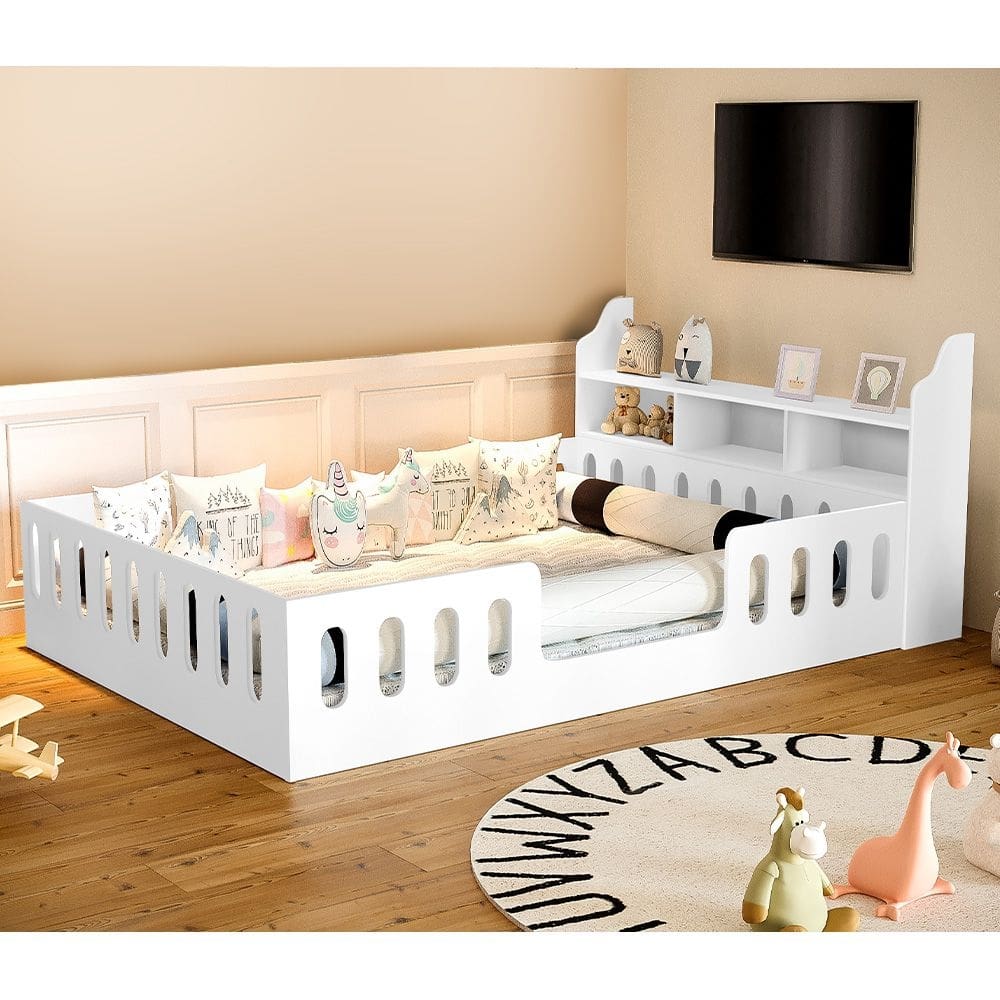 Cama de Criança Infantil Casal com Nicho Helo - Branca