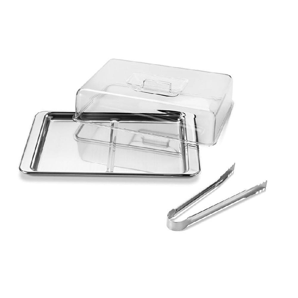 Porta frios duplo inox com pinça 3 peças