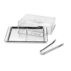 Porta frios duplo inox com pinça 3 peças