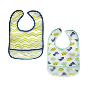 Kit 2 babadores impermeáveis com bolso dino - buba