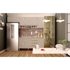 Cozinha Modulada Completa 6 Peças C/ Concreto Vidro Reflecta