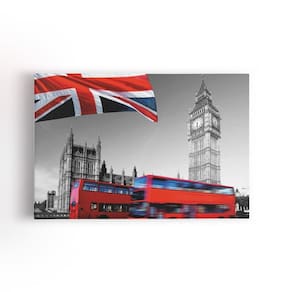 Big Ben Londres Onibus Vermelho Quadro Canvas 60X40Cm