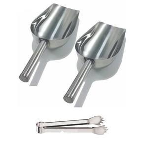 Kit 2 pá concha 350ml pegador para gelo com pegador inox