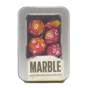 Conjunto de 7 Dados Marble para RPG (D4, D6, D8, D10, D10%, D12, D20)
